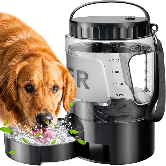 Portable Dog Water Bottle Bowl - 95 oz Travel Water Bowl Dispenser for Dogs Leak Proof, Suitable for Large Pet Drinking, A Must Have for Outdoor, Camping, Walking, Beach, Hunting, and Other Scenes