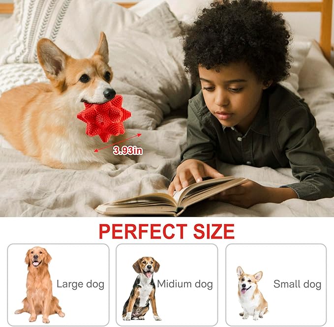 LiuMelinda Dog Chew Toys for Aggressive-Chewers - Indestructible Dog Toy for Aggressive Chewer,Tough Chew Toys for Dogs (Rubber Stacked Star Ball)