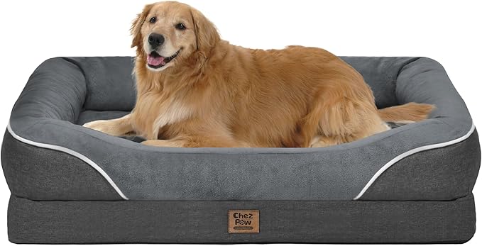 Washable Orthopedic Large Dog Bed - Removable Orthopedic Foam Dogs Beds with Bolsters Waterproof Large Dog Bed and Non-Slip Bottom Extra Large Dogs Beds Sofa