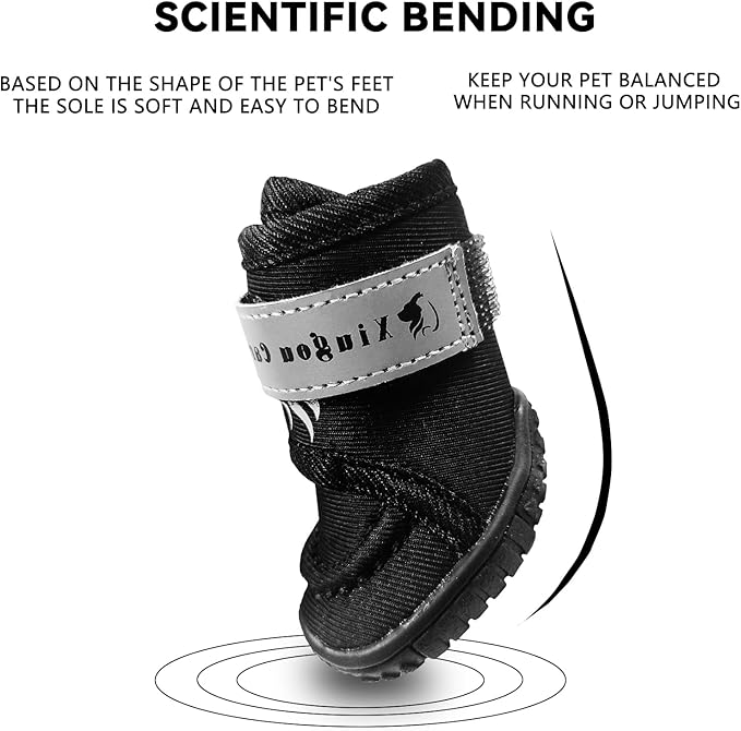 Dog Shoes for Small, Medium and Large Dogs - Waterproof for Rainy Days, Fit for Winter Snow and Hot Summer Roads, with Anti-Slip Soles for Indoor Hard Floors (Black, Size 6)