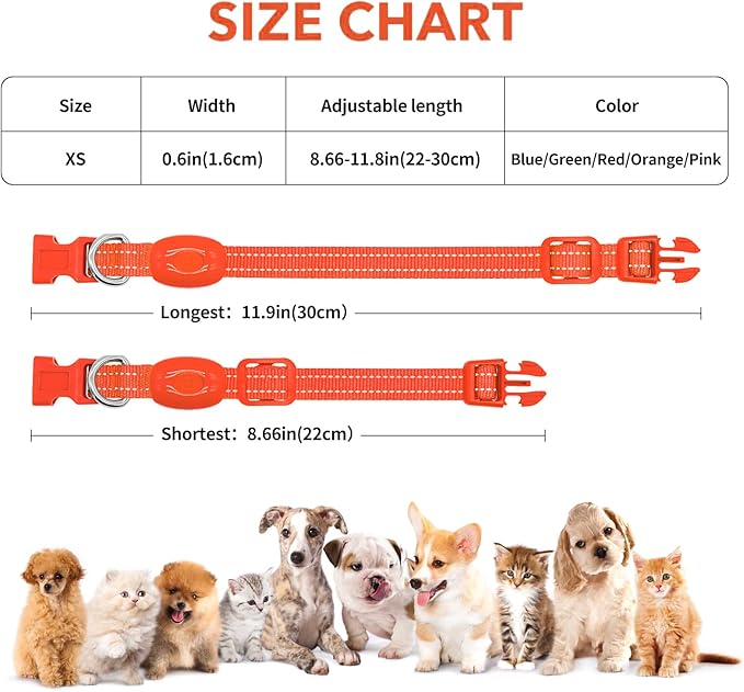 Light Up Dog Collar - Rechargeable LED Dog Collar, Adjustable Reflective Puppy Collar, Glowing Safety Dog Lights for Small Breeds Dogs Cats (Orange)