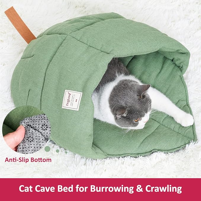 Pet Cat Sleeping Bag, Cute Cat Cave Bed Hideaway for Indoor Cats Washable Covered Cozy Soft Warming Durable Fabric Burrow Napper Pocket Bed Cat Nest Snuggle Sack for Puppy Kitten