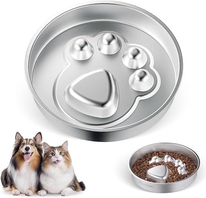 Stainless Steel Slow Feeder Dog Bowls – Non-Slip Metal Dog Bowl for Large & Medium Breeds, Puppy Puzzle Feeder – 2 Cup Capacity for Small to Big Pets – Durable Slow Feed Dog & Cat Food Dish