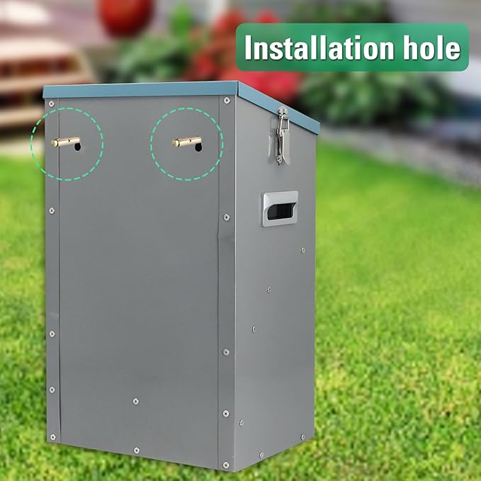 Automatic Dog Feeder Large Breed Dog Food Dispener, 25Lbs Outdoor Pets Feeder Gravity Food Feeder for Large Dogs, Galvanized Hanging Automatic Dog Food Dispenser Container