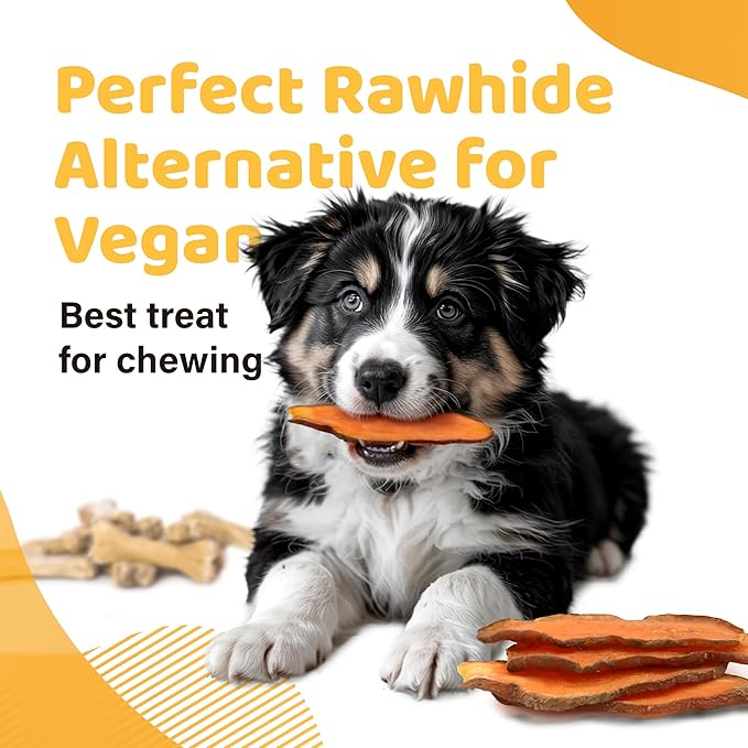 iPaw Sweet Potato Chews, Single Ingredient Dog Treats for Vegetarian, All Natural Human Grade Puppy Chew, Rawhide Alternative, Hypoallergenic, Easy to Digest