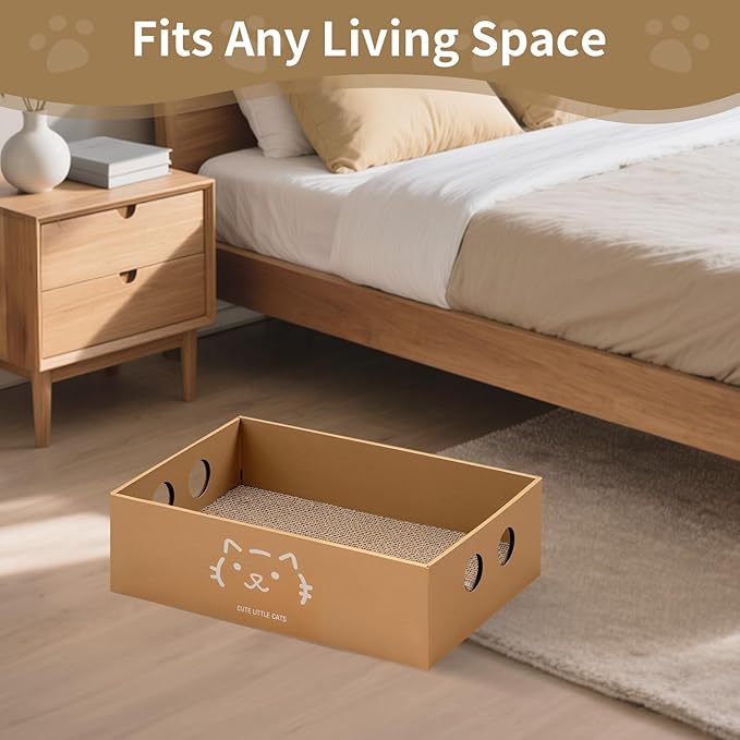 Heavy Duty Cardboard Cat Scratcher Box, Cat Bed with Double-Sided Cardboard Scratch Pad, Interactive Hole Design, Scratch Lounge Bed Suitable for Cats to Rest(Cat Pattern)