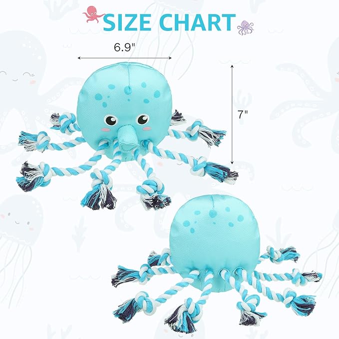 SCENEREAL Dog Water Toy for Small Medium Dogs- Floating Dog Toys Squeaky Toys for Pool Fetch, Octopus Shape Durable Rope Interactive Pet Chew Toy Summer Outdoor Interactive Play