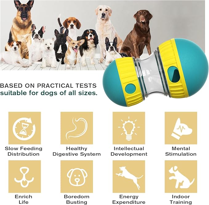 Dog Treat Dispensing Toys Indestructible Food Ball Adjustable Interactive Enrichment Toy for Small Large Dog to Keep Them Busy Stimulating IQ Training Puppy Slow Feeder for Bordom Indoor Gift