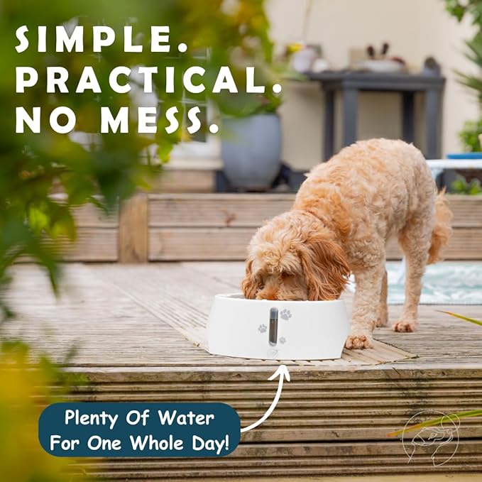 BARKING&MAD no Spill Water Bowl for Dogs 73.9oz (2.1L) - Anti-gulping, Slow Water Feed Dispenser for Large and Medium-Sized Breeds for Slow Drinking and Messy gulping Sloppy Drinkers