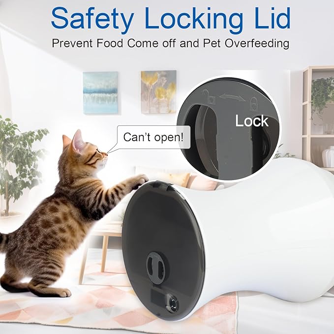Automatic Cat Food Dispenser, 3.2L Automatic Timed Cat Feeders for Dry Food, Up to 20 Portions 4 Meals Per Day, Pet Feeder for Cats/Dogs