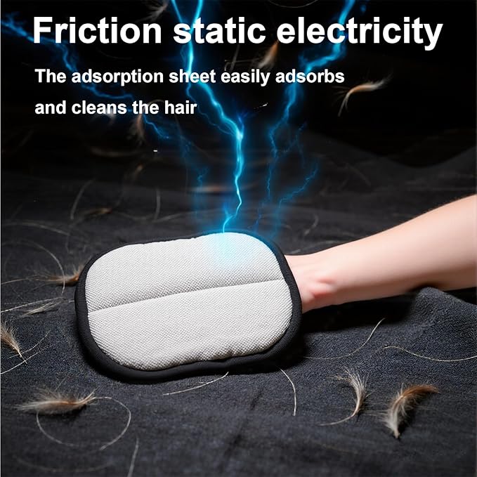 2pcs Pet Hair Removal Gloves for Dogs & Cats, Reusable Double Size Electrostatic Pet Grooming Gloves Washable Cat Hair Remover for Furniture Couch Carpet Car Seat