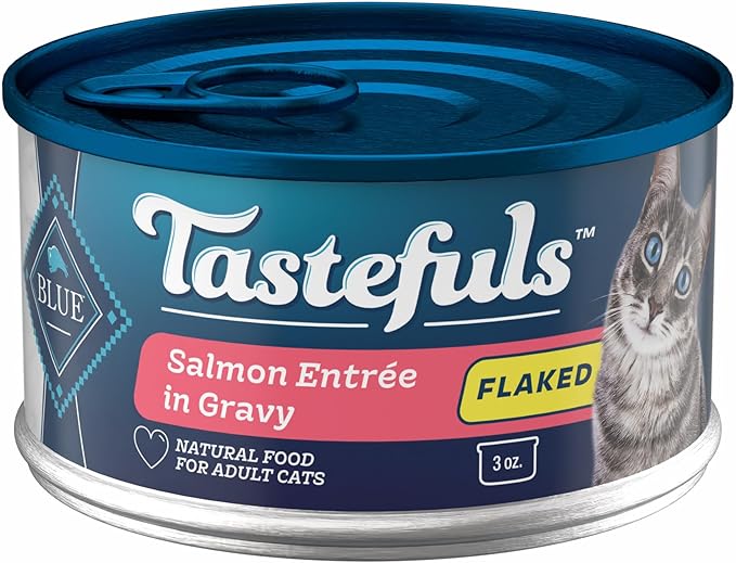 Blue Buffalo Tastefuls Flaked Wet Cat Food, Made with Natural Ingredients, Salmon, 3-oz Cans (24 Count)
