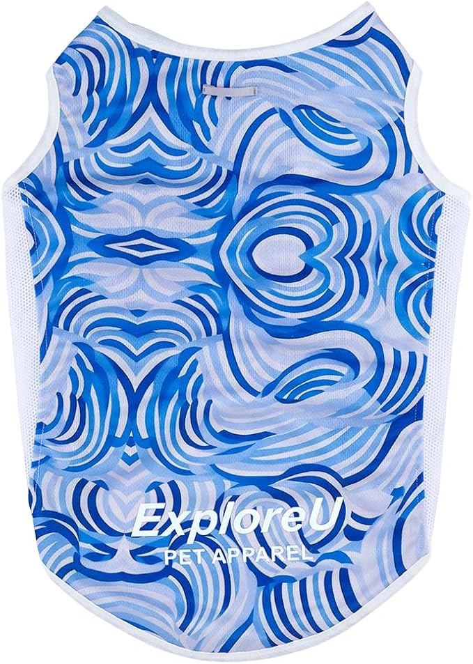 Sun Protection Dog Shirts, Breathable Cooling Vest for Summer Lightweight Quick Dry and Insert Prevention Cotton Tank Top for Small Medium Large Pet Outdoor, Hiking (Blue Wave, Small)