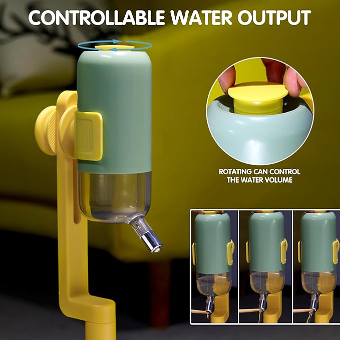 Pet Standing Water Dispenser Cat Dog Standing Ceramic Bowl Automatically Feeding Water Height Adjustable Detachable Pole (Grey, Large)