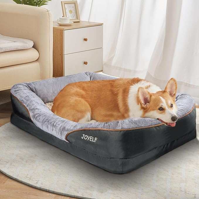 JOYELF XLarge Memory Foam Dog Bed, Orthopedic Dog Bed & Sofa with Removable Washable Cover and Squeaker Toy as Gift