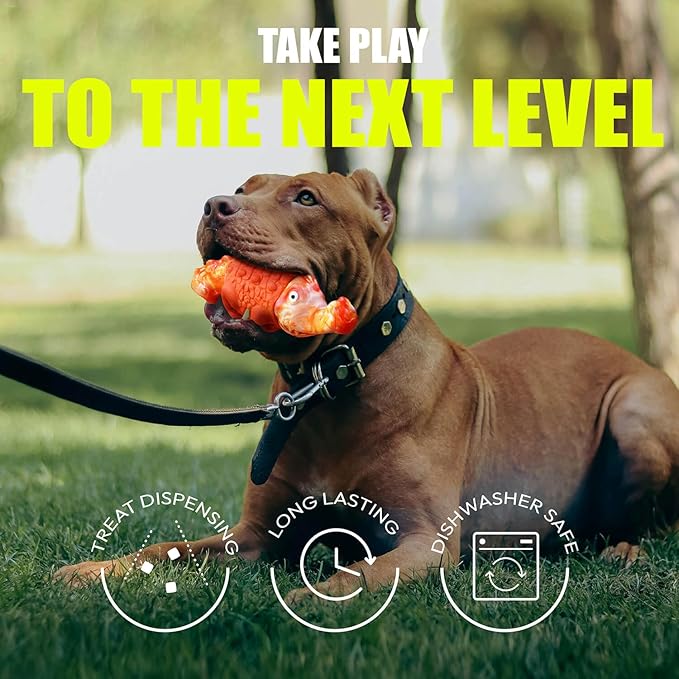 Tough Dog Chew Toys for Aggressive Chewers, Interactive Treat Dispensing Dog Toy, Durable Dog Toys for Medium & Large Dogs - Great for Boredom