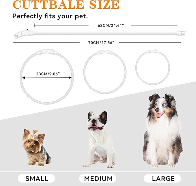 7 Colors in 1 Led Light Up Dog Collar Rechargeable Waterproof, Glow in Dark Dog Collar, TPU Cuttable Lighted Dog Collars for Night Walking Charging USB, Safety for Small Medium Large Dogs Colorful