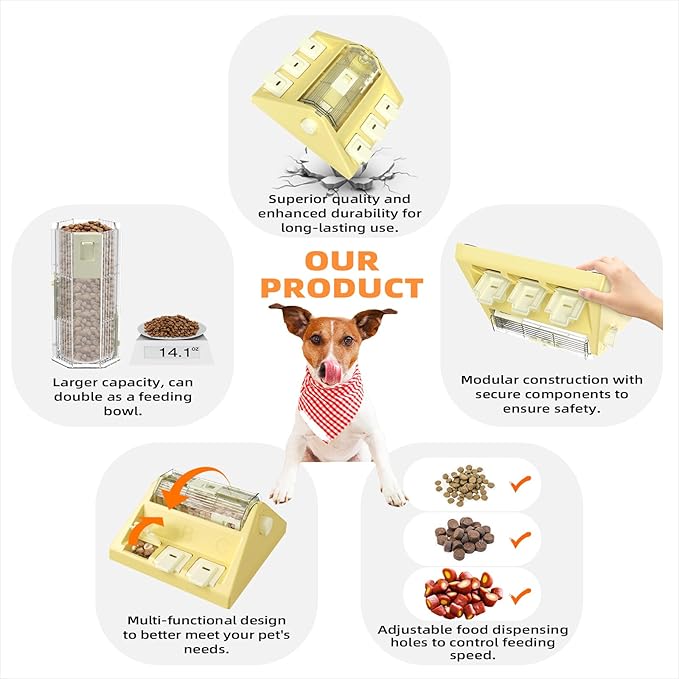 KADTC Paw-Activated Rolling Puzzle Game Toy Level 2 in 1 Puppy Treat Toys Capacity 14oz Slow Feeder Adjustable Interactive Food Dispenser for Small/Medium Dogs Brain Mental Stimulation Healthy Eating