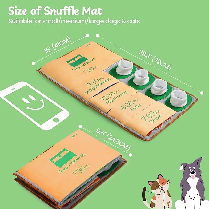 Nocciola Interactive Dog Toy, 28" x 16" Snuffle Mat for Dogs Phone Alarm Clock Design Slow Feeder Mental Stimulation Dog Enrichment Hide and Seek Dog Puzzle Sniff Mat Toys for Small Medium Large Dogs