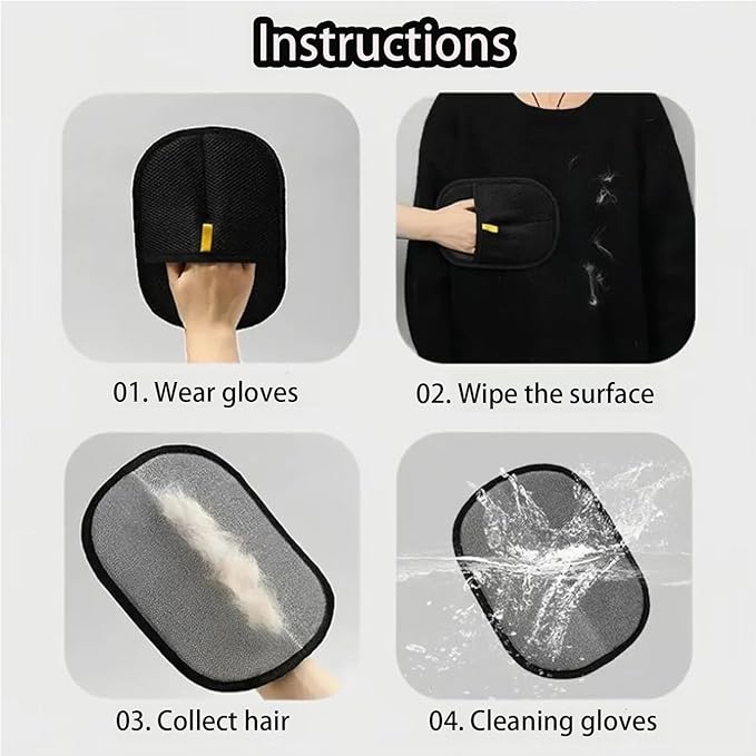 1 Pcs Pet Hair Remover Electrostatic Gloves,Pet Hair Removal Glove,Electrostatic Pet Hair Remover Gloves for Furniture, Carpet, and Car Seats - Reusable Pet Grooming Tool (1)