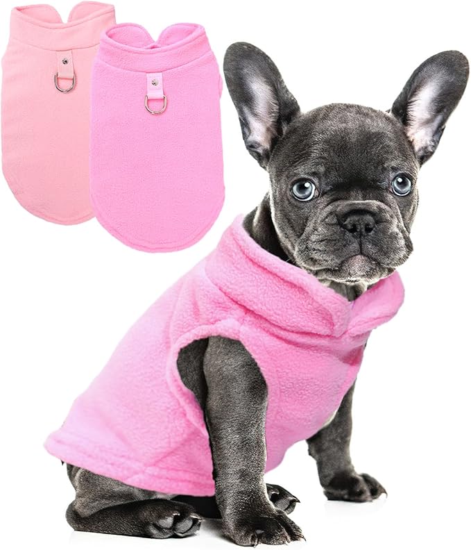 2 Pack Dog Sweater with Leash Ring Winter Warm Pet Sweater Thick Clothes Coat Fleece Dog Sweaters for Small Dogs Girl Boy for Chihuahua, French Bulldog, Dachshund,X-Large(19-26lbs)