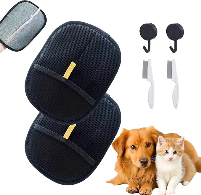 1 Pcs Pet Hair Remover Electrostatic Gloves,Pet Hair Removal Glove,Electrostatic Pet Hair Remover Gloves for Furniture, Carpet, and Car Seats - Reusable Pet Grooming Tool (1)