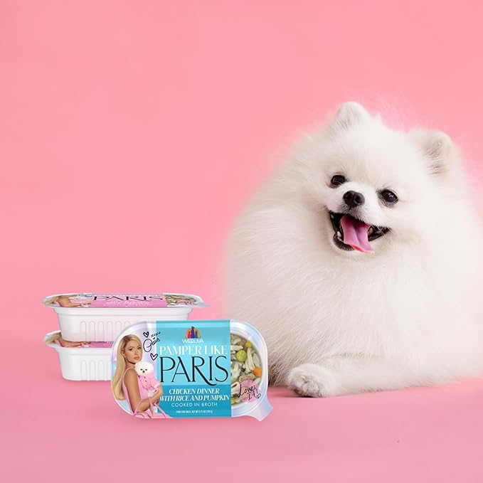 Weruva Paris Hilton Pamper Like Paris Natural Wet Dog Food, Chicken with Rice and Pumpkin, 2.75oz Cup (Pack of 10)