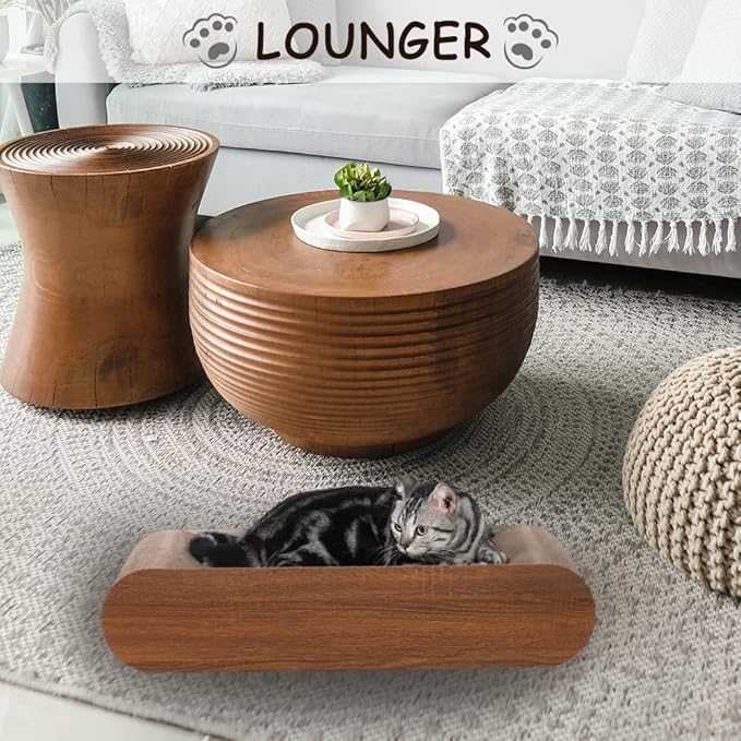 FluffyDream Cat Scratcher Cardboard, Scratching Pad House Bed Furniture Protector, Infinity Shape (Wood, Reversible Wood)