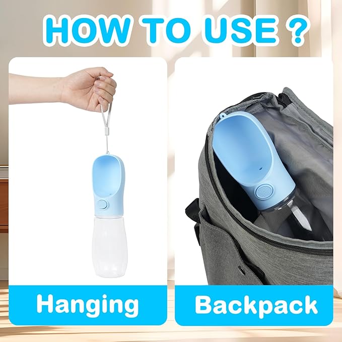 Collapsible Dog Water Bottle – Portable Leak-Proof Pet Dispenser for Travel & Hiking | BPA-Free, One-Hand Use | Puppy Essentials (Blue)