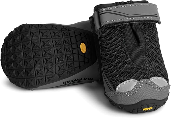 Ruffwear, Grip Trex Dog Shoes, Non-Slip Boots for Hot Pavement & Snow, Weatherproof Paw Protection with Breathable Mesh, Rugged Sole for Hiking, Obsidian Black, 3.00"
