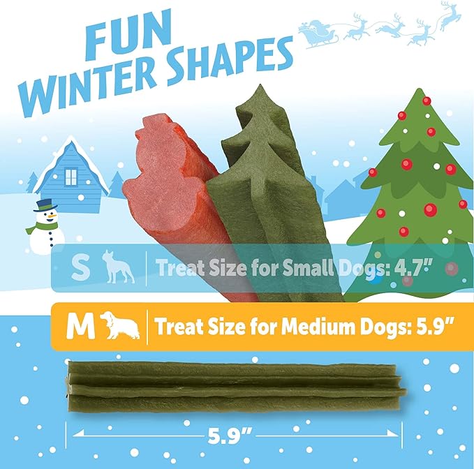 WHIMZEES Wellness Holiday Dog Dental Treats, Natural Chews, for Dogs, Size Medium Stick, (6 Count)