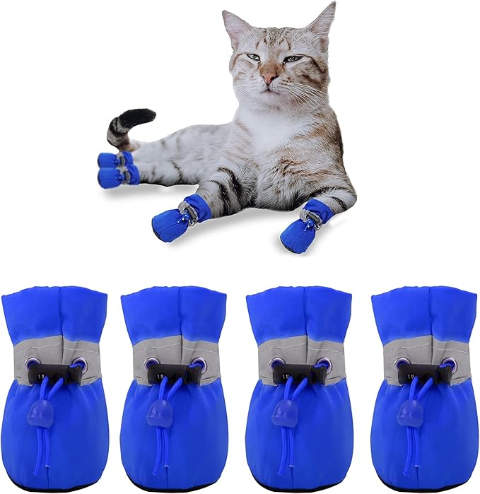 YAODHAOD Dog Shoes for Hot Pavement, Anti-Slip Sole Dog Boots & Paw Protector for Summer, Reflective Straps Dog Booties for Small Medium Dogs, Indoor Use 4PCS (Blue, Size: 7)