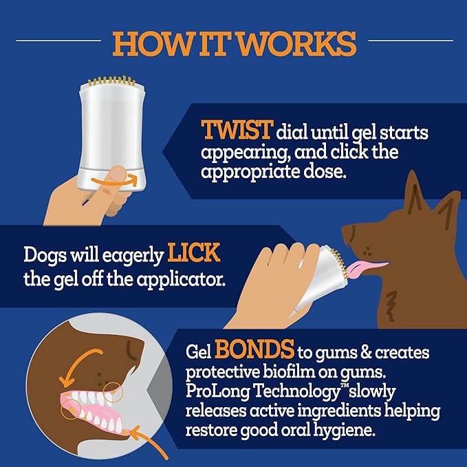 Twist and Lick Dental Gel for Dogs, Cleans Teeth and Freshens Breath for 24 Hours, Peanut Butter Flavor, 2 oz, 30 Day Supply