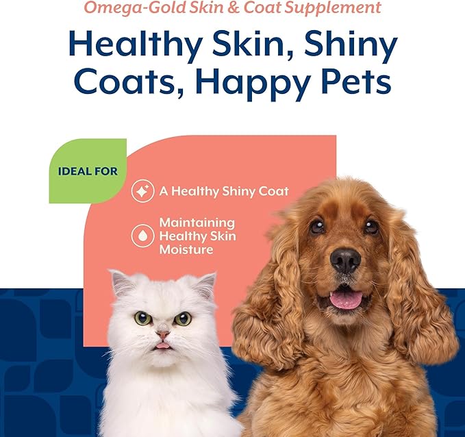 NaturVet – Omega-Gold Plus Salmon Oil | Supports Healthy Skin & Glossy Coat | Enhanced with DHA, EPA, Omega-3 & Omega-6 | for Dogs & Cats | 90 Soft Chews