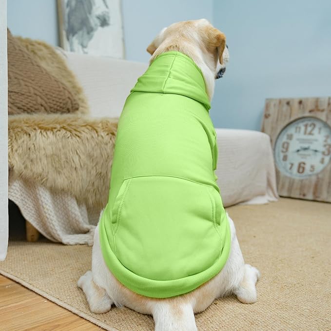 KOOLTAIL Basic Dog Hoodie - Soft & Warm Dog Hoodie Sweater with Leash Hole and Pocket, Dog Winter Coat, Cold Weather Clothes Sweatshirt for Small Medium Large Dogs Puppy Cat Boys Girls Green L