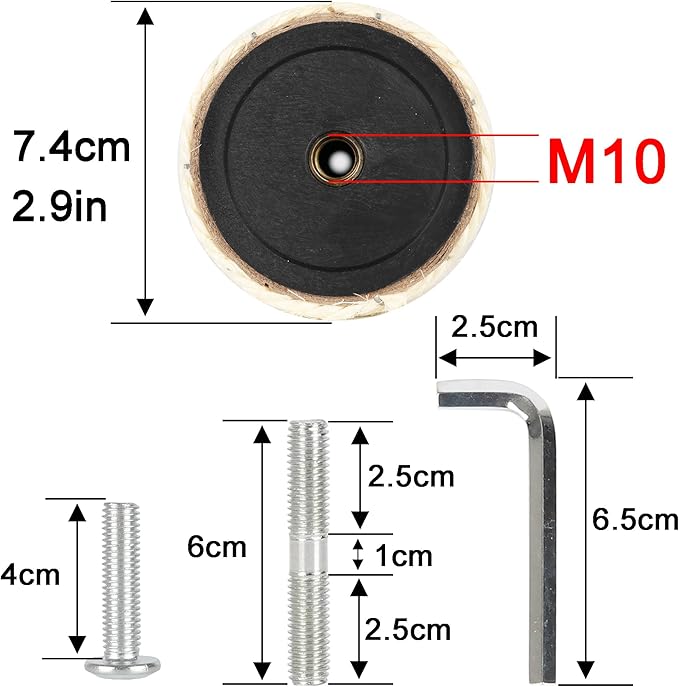 2.9in 7.4cm Diameter Cat Scratching Post Replacement Sisal Pole Parts for Cat Tower (M10, 30cm/11.8in)