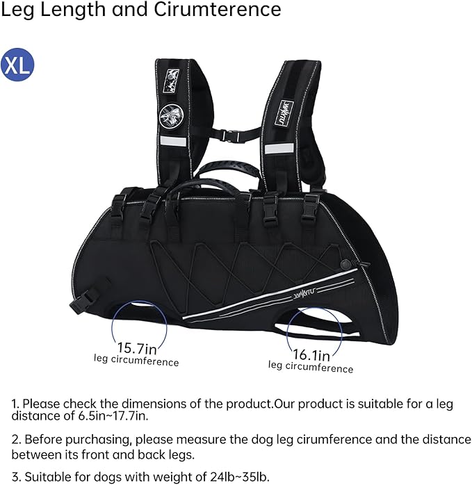 Dog Backpack Carrier for Small Dogs,Dog Lift Harness,Adjustable Padded Breathable Straps for Dogs, Disabled, Joint Injuries, Arthritis, Loss of Stability Dogs Walk,XL(24-35LBS)