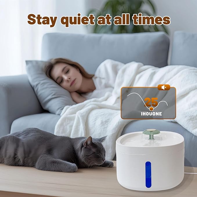 LIFFY Small Pet Water Fountain 2.6L Automatic Water Dispenser for Cats Dogs | Quiet Pump, BPA-Free Plastic, Energy-Saving | Continuous Fresh Flow with Easy-Clean Design & Multi-Layer Filtration