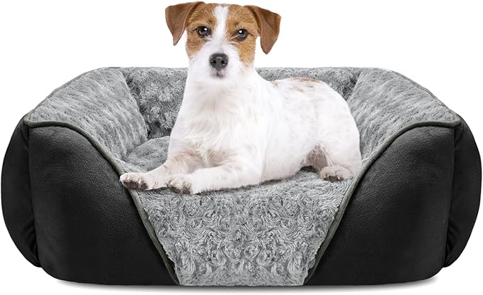 INVENHO Medium Dog Bed Rectangle Washable Orthopedic Soft Calming Sleeping Pet Cuddler with Anti-Slip Bottom