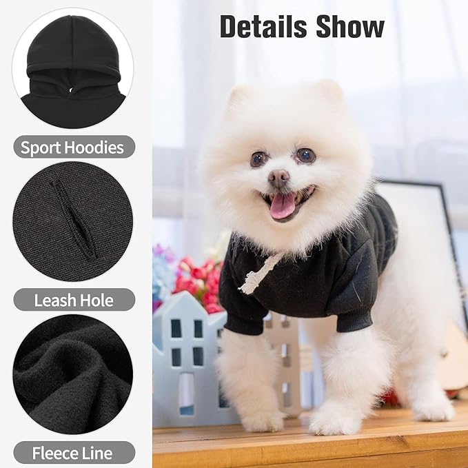BINGPET Dog Hoodie, Fleece Lined Fall Cold Winter Soft Warm Puppy Sweatshirt with Leash Hole, Dog Sweaters Outfit,Pullover Happy Hoodie for Small Medium Large Dogs Cats