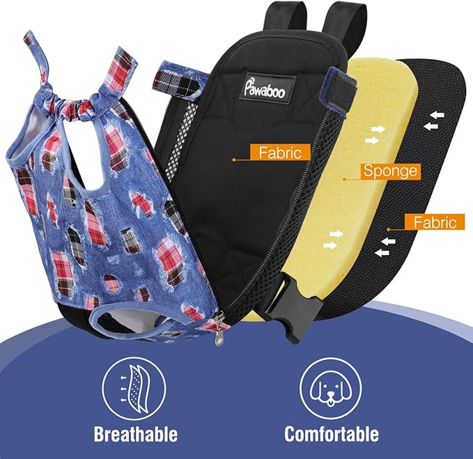 Pawaboo Pet Carrier Backpack, Adjustable Pet Front Cat Dog Carrier Backpack Travel Bag, Legs Out, Easy-Fit for Traveling Hiking Camping for Small Medium Dogs Cats Puppies, Small, Denim Blue