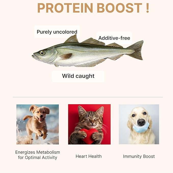 Puppyluv Treat - Air Dried Pollock Dog & Cat Treats, Wild Caught, Single Ingredient, Natural High Protein & Fish Oil, Grain Free, Gluten Free, 2.5oz
