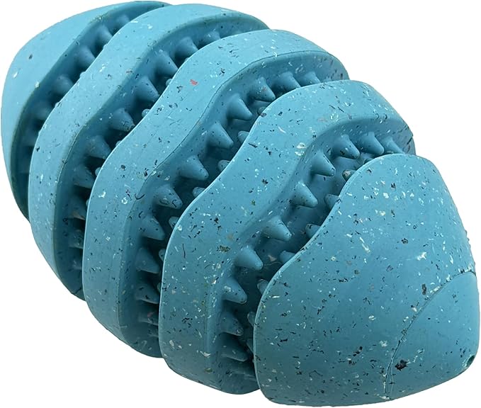 Max Fusion Made with Nike Grind, Arlee Spiro Football Dog Toy for All Dogs, Durable & Natural Rubber Chew Toy for Play, Fetch & Chewing, Large, Blue, 1 Count