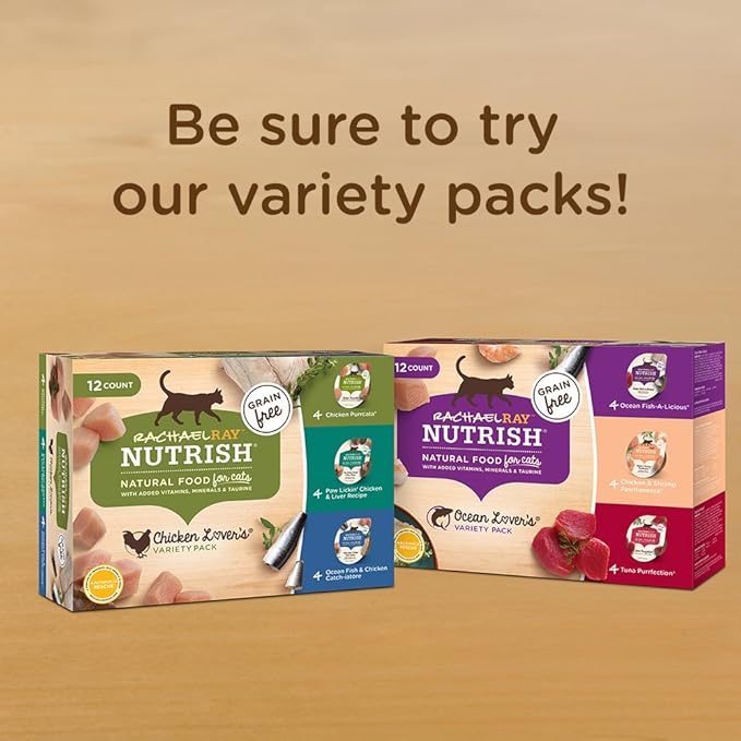 Rachael Ray Nutrish Natural Wet Cat Food, Ocean Fish-A-Licious Recipe, 2.8 Ounce Cup (Pack of 12), Grain Free (6303330281)