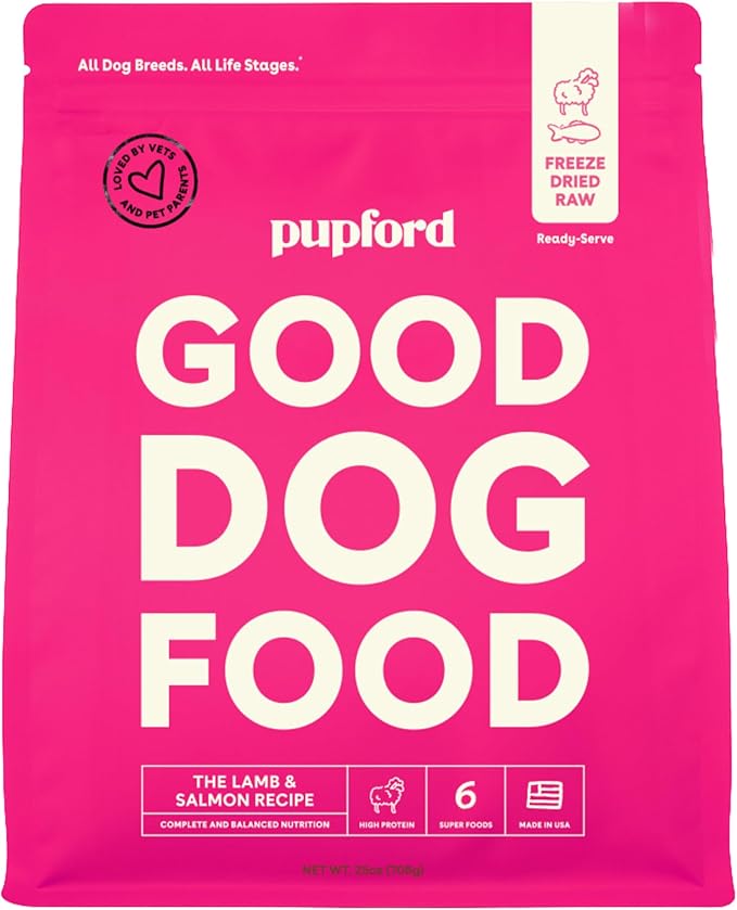 Pupford Good Dog Food, Freeze-Dried Raw, High-Protein, Superfood Ingredients, Vet-Approved, No Fillers or Artificial Additives (Lamb & Salmon Recipe, 25 oz)