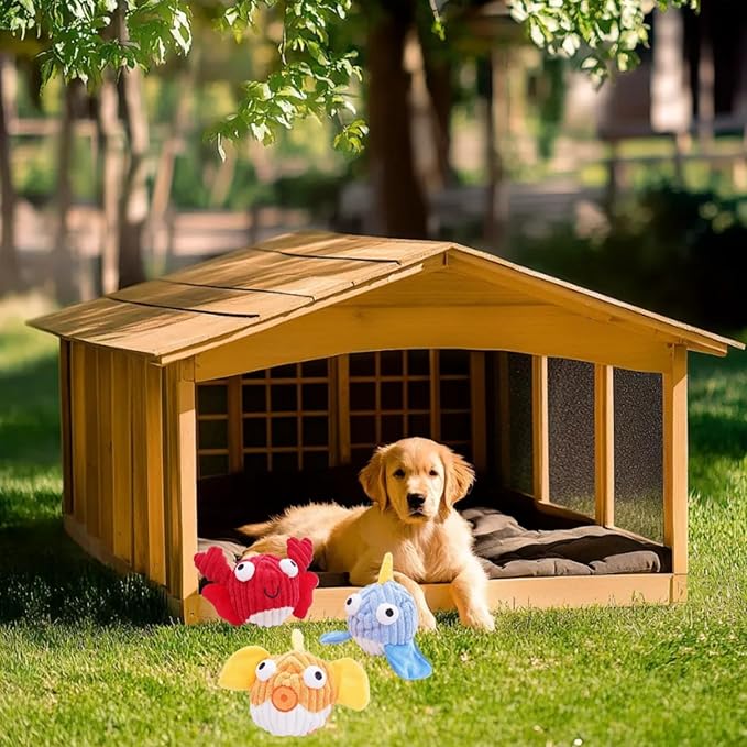 Dog Toys for Aggressive Chewers,Squeaky Dog Toys to Keep Them Busy,No Stuffing Interactive Dog Chew Toys,Suitable for Medium,Large and Small Dogs (Yellow Fish)