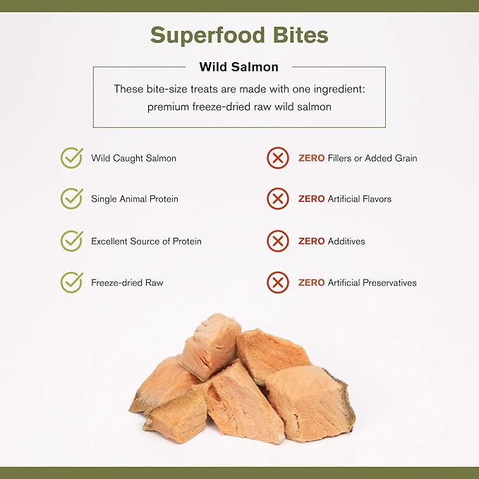 Superfood Bite, Freeze-Dried Raw Dog Treats - Protein Rich, Train & Reward, Traceable Single Ingredient by Katherine Heigl (Wild Salmon)