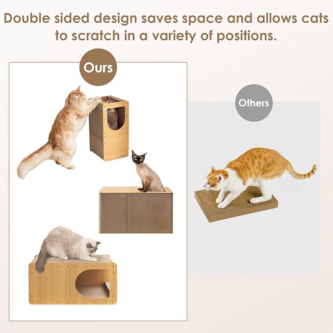 EHEYCIGA Cardboard Cat Scratcher House, 23-Inch Corrugated Cat Scratcher for Indoor Cats, Extra Large Scratching Board Pad, Brown