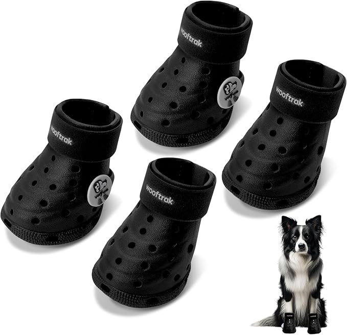 Dog Shoes Breathable Dog Shoe for Hot Pavement, Dog Booties and Paw Protectors, Non-Slip Waterproof Dog Sandals Boots (Black, S: (2.3’’x1.8'')(L*W))