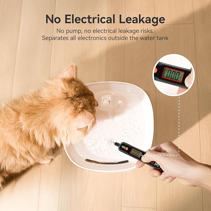 Cheerble Pumpless Cat Water Fountain, 2L/67oz Automatic Pet Fountain, Elfin E1 Lite Cat Fountain for Drinking, MagDrive™ Technology, Continuous Flow Mode, BPA-Free Cat Water Dispenser for Cats Dogs